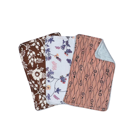 環保有機卸妝棉三件裝(原色有機斜紋布配單面花紋布)