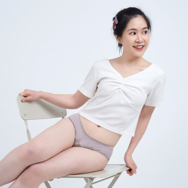 經典款日用中腰月亮褲(粉霧藕)