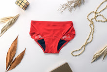 Load image into Gallery viewer, Good Moon Mood Menstrual Panties - Daily Lace Red - Happeriod
